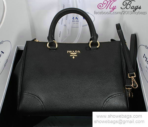 2014 Prada grainy leather tote bag BN2325 black